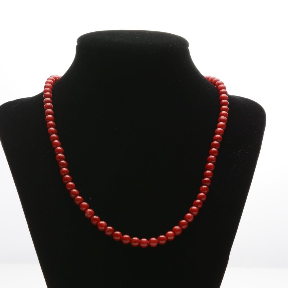 Dark Red Semi-Precious Gemstone Bead Necklace